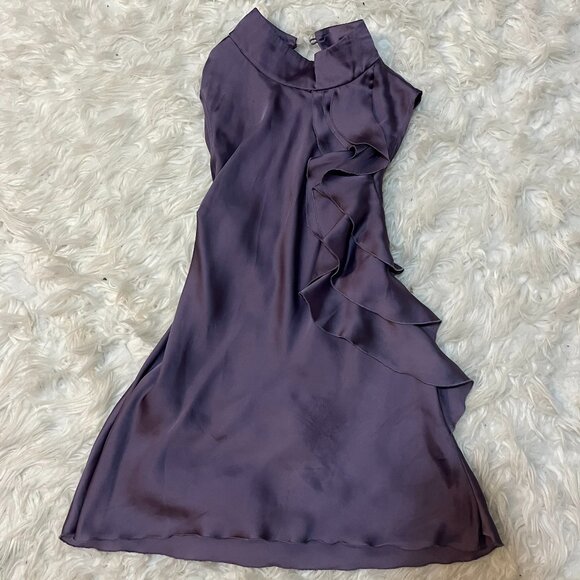 Kenar Dresses & Skirts - Vintage Kenar Tank Top Dress Satin Purple Ruffle Medium